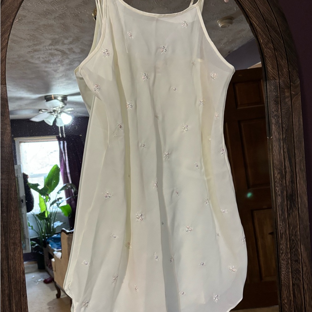 🕊️ Vintage Gilligan & O’Malley Sheer Pearl Slip Dress 🕊️